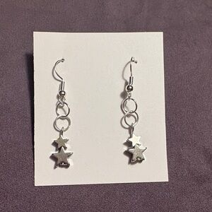 Chic Silver Star Drop Earrings